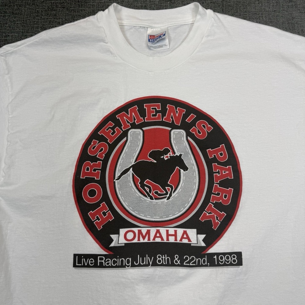 Vintage Horsemen's Park T Shirt Size XL‎ Omaha Nebraska Horse Racing 90's